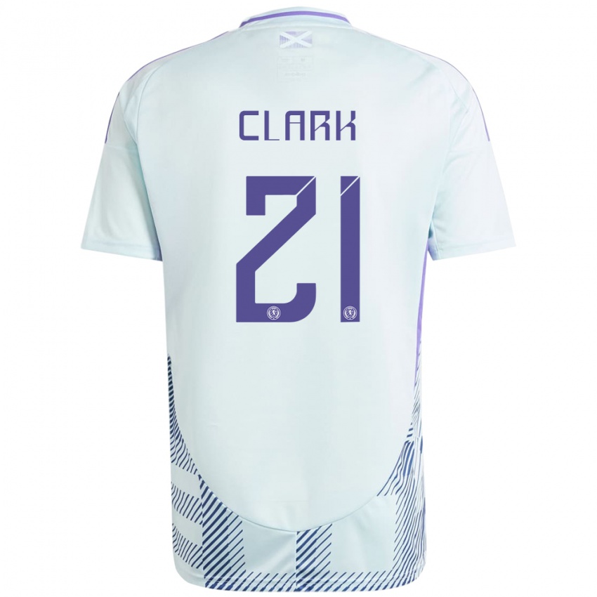 Niño Camiseta Escocia Zander Clark #21 Azul Menta Claro 2ª Equipación 24-26 La Camisa México