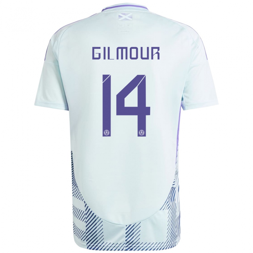 Niño Camiseta Escocia Billy Gilmour #14 Azul Menta Claro 2ª Equipación 24-26 La Camisa México