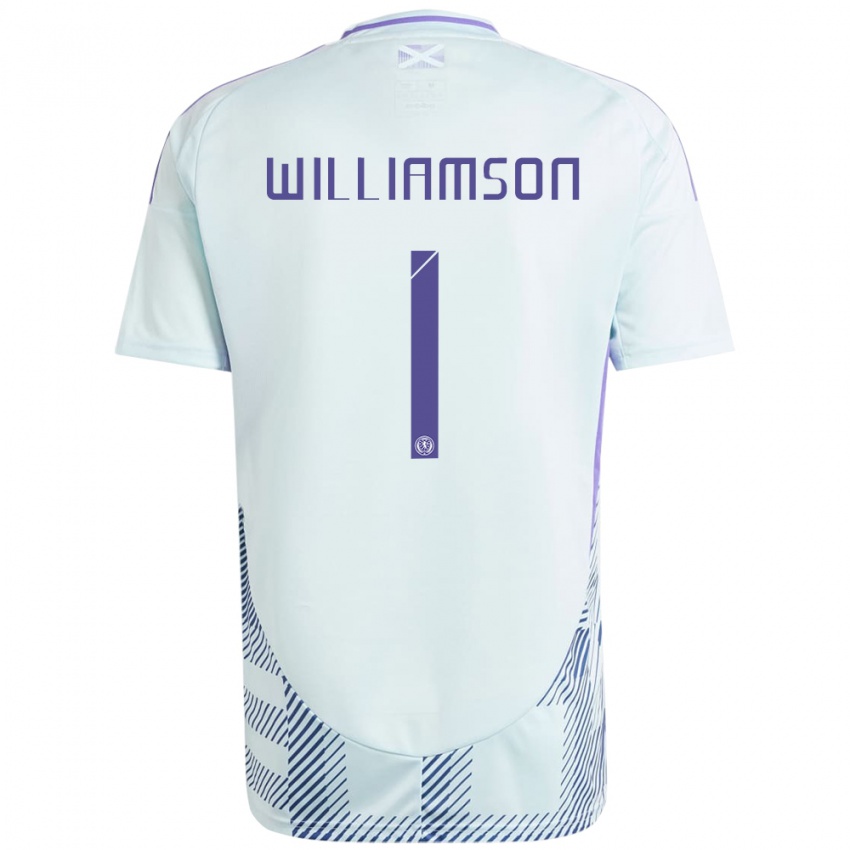 Niño Camiseta Escocia Woody Williamson #1 Azul Menta Claro 2ª Equipación 24-26 La Camisa México