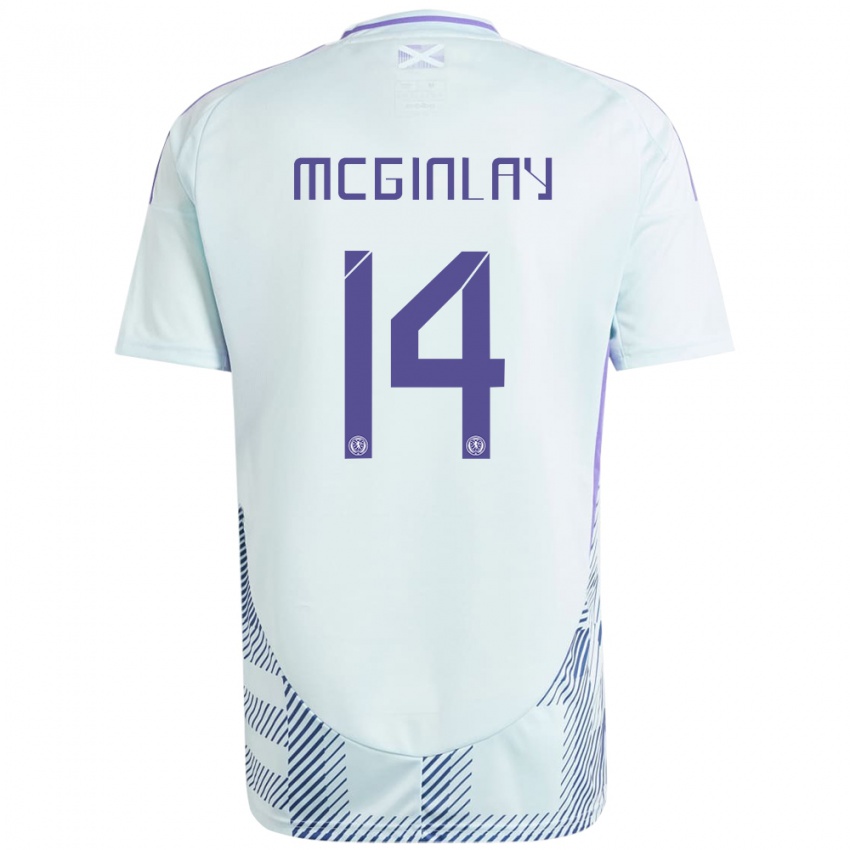 Niño Camiseta Escocia Aiden Mcginlay #14 Azul Menta Claro 2ª Equipación 24-26 La Camisa México