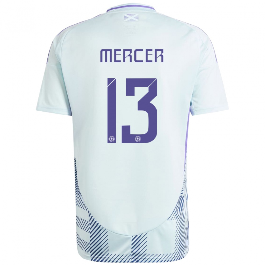 Niño Camiseta Escocia Jamie Mercer #13 Azul Menta Claro 2ª Equipación 24-26 La Camisa México