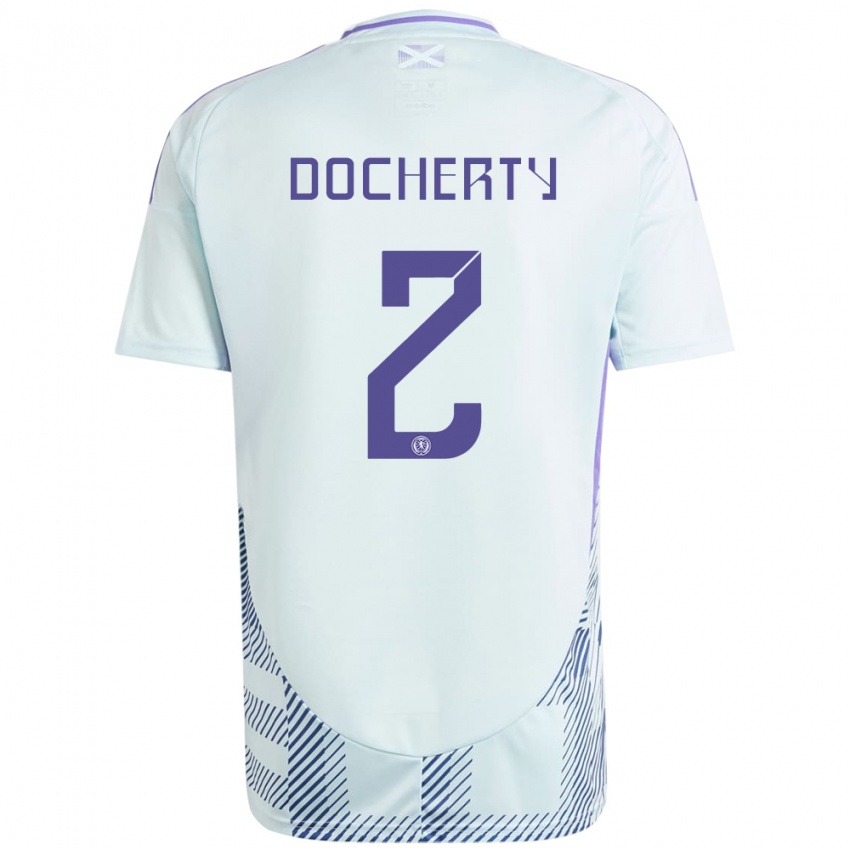 Niño Camiseta Escocia Nicola Docherty #2 Azul Menta Claro 2ª Equipación 24-26 La Camisa México