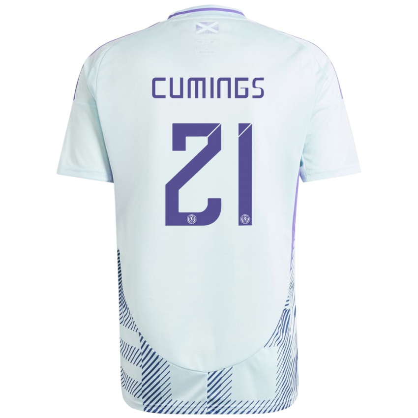 Niño Camiseta Escocia Eartha Cumings #21 Azul Menta Claro 2ª Equipación 24-26 La Camisa México