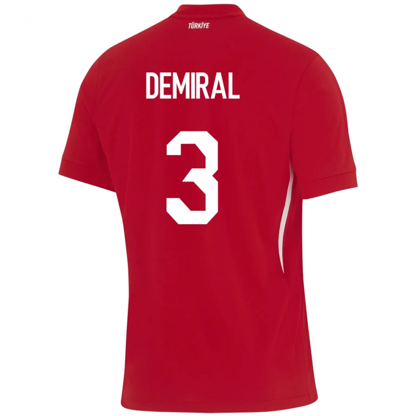 Niño Camiseta Turquía Merih Demiral #3 Rojo 2ª Equipación 24-26 La Camisa México