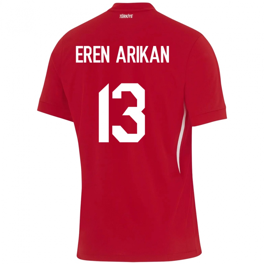 Niño Camiseta Turquía Muhammed Eren Arıkan #13 Rojo 2ª Equipación 24-26 La Camisa México