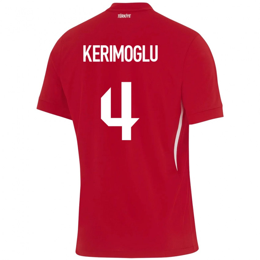 Niño Camiseta Turquía Zeynap Kerimoğlu #4 Rojo 2ª Equipación 24-26 La Camisa México