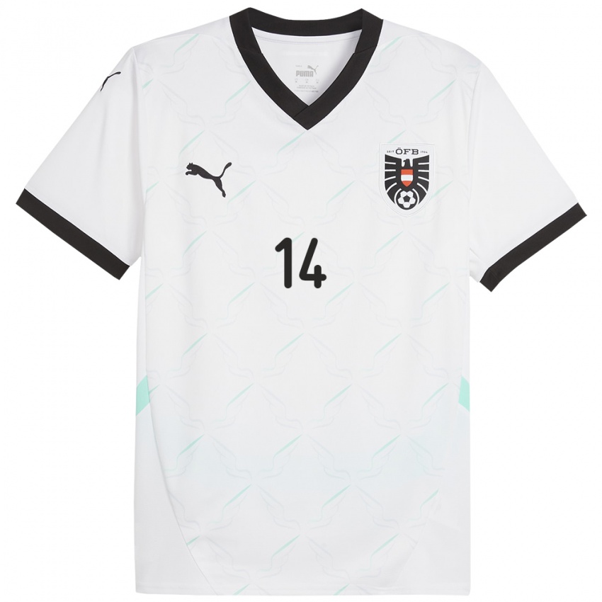 Niño Camiseta Austria Leopold Querfeld #14 Blanco 2ª Equipación 24-26 La Camisa México