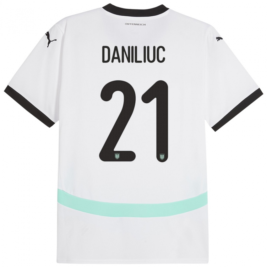 Niño Camiseta Austria Flavius Daniliuc #21 Blanco 2ª Equipación 24-26 La Camisa México