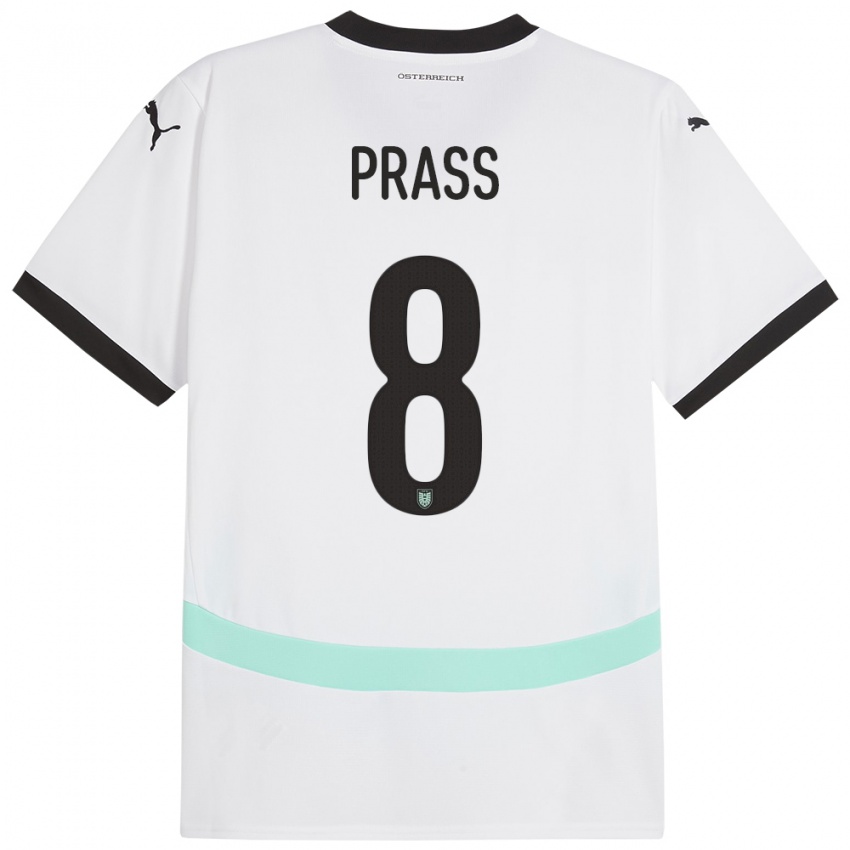 Niño Camiseta Austria Alexander Prass #8 Blanco 2ª Equipación 24-26 La Camisa México