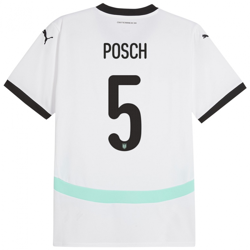 Niño Camiseta Austria Stefan Posch #5 Blanco 2ª Equipación 24-26 La Camisa México