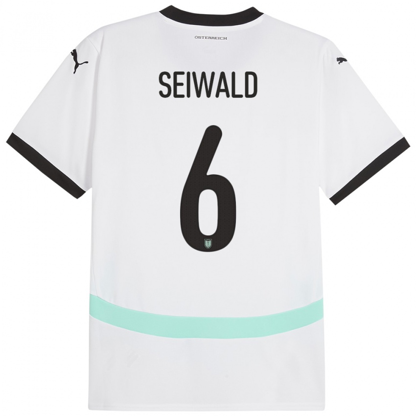 Niño Camiseta Austria Nicolas Seiwald #6 Blanco 2ª Equipación 24-26 La Camisa México