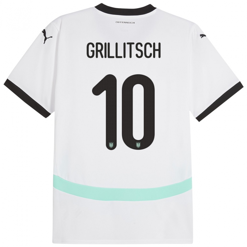 Niño Camiseta Austria Florian Grillitsch #10 Blanco 2ª Equipación 24-26 La Camisa México