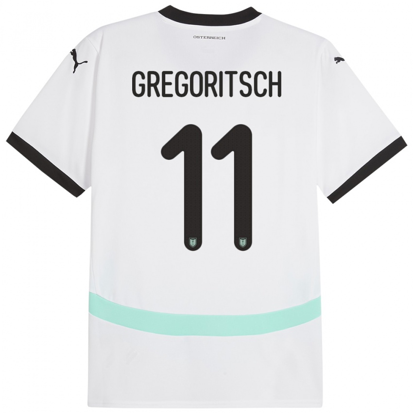 Niño Camiseta Austria Michael Gregoritsch #11 Blanco 2ª Equipación 24-26 La Camisa México