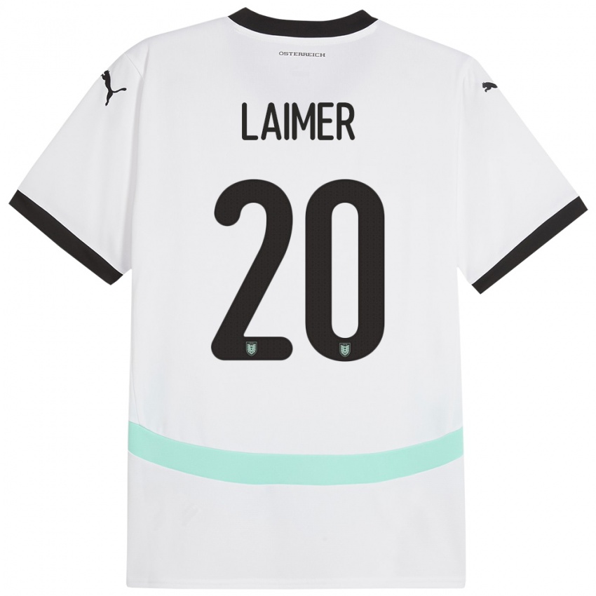 Niño Camiseta Austria Konrad Laimer #20 Blanco 2ª Equipación 24-26 La Camisa México