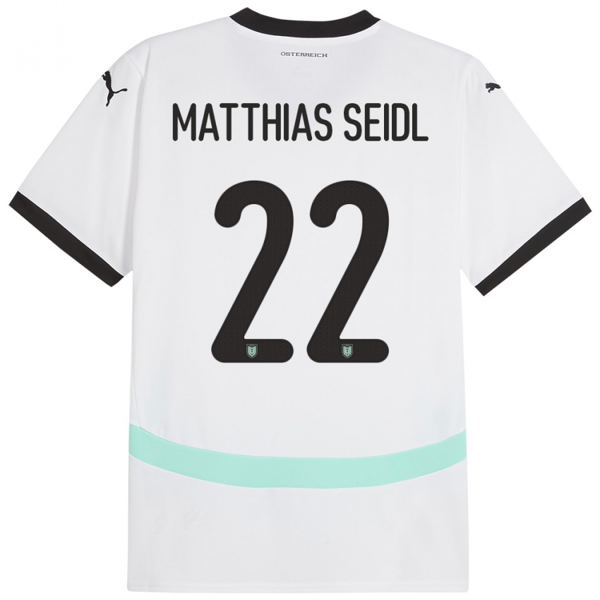 Niño Camiseta Austria Matthias Seidl #22 Blanco 2ª Equipación 24-26 La Camisa México