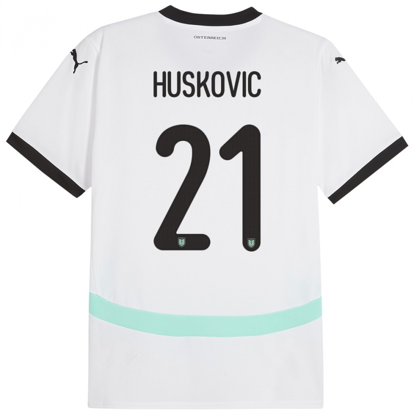 Niño Camiseta Austria Muharem Huskovic #21 Blanco 2ª Equipación 24-26 La Camisa México