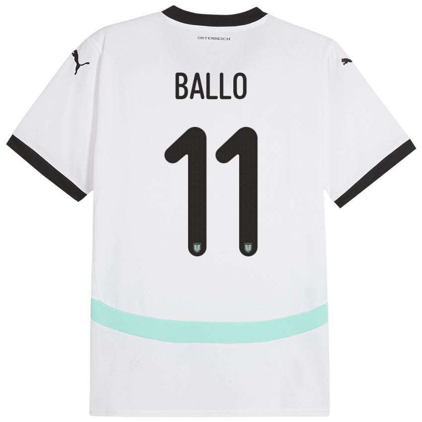 Niño Camiseta Austria Thierno Ballo #11 Blanco 2ª Equipación 24-26 La Camisa México