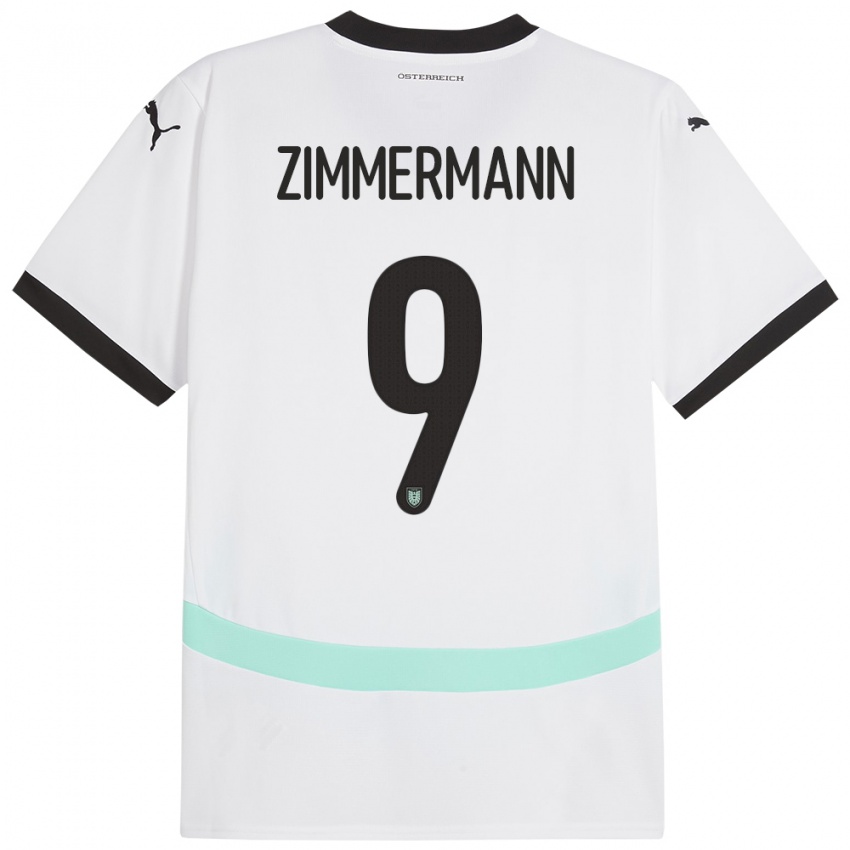 Niño Camiseta Austria Bernhard Zimmermann #9 Blanco 2ª Equipación 24-26 La Camisa México