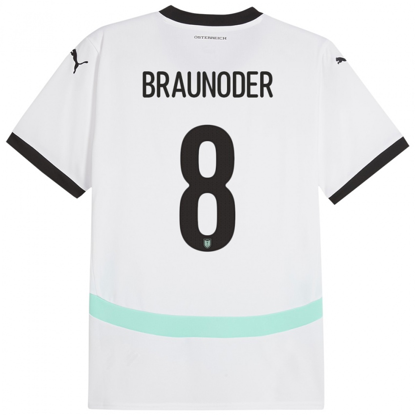 Niño Camiseta Austria Matthias Braunöder #8 Blanco 2ª Equipación 24-26 La Camisa México