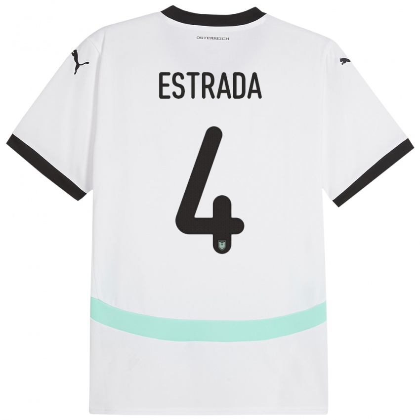 Niño Camiseta Austria Pascal Estrada #4 Blanco 2ª Equipación 24-26 La Camisa México