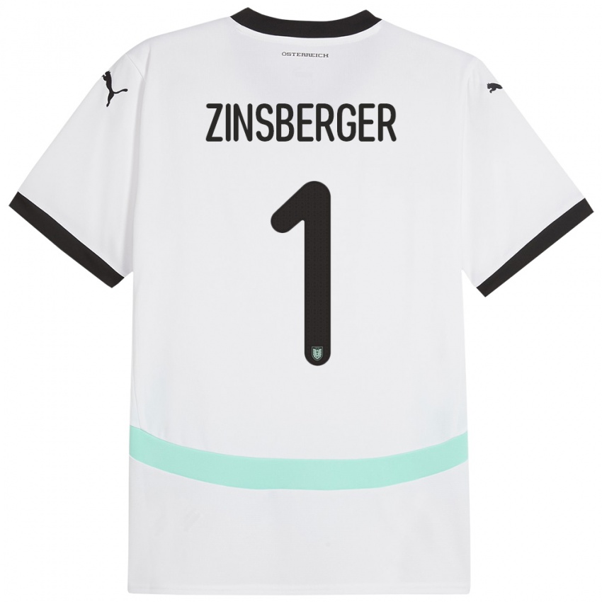 Niño Camiseta Austria Manuela Zinsberger #1 Blanco 2ª Equipación 24-26 La Camisa México