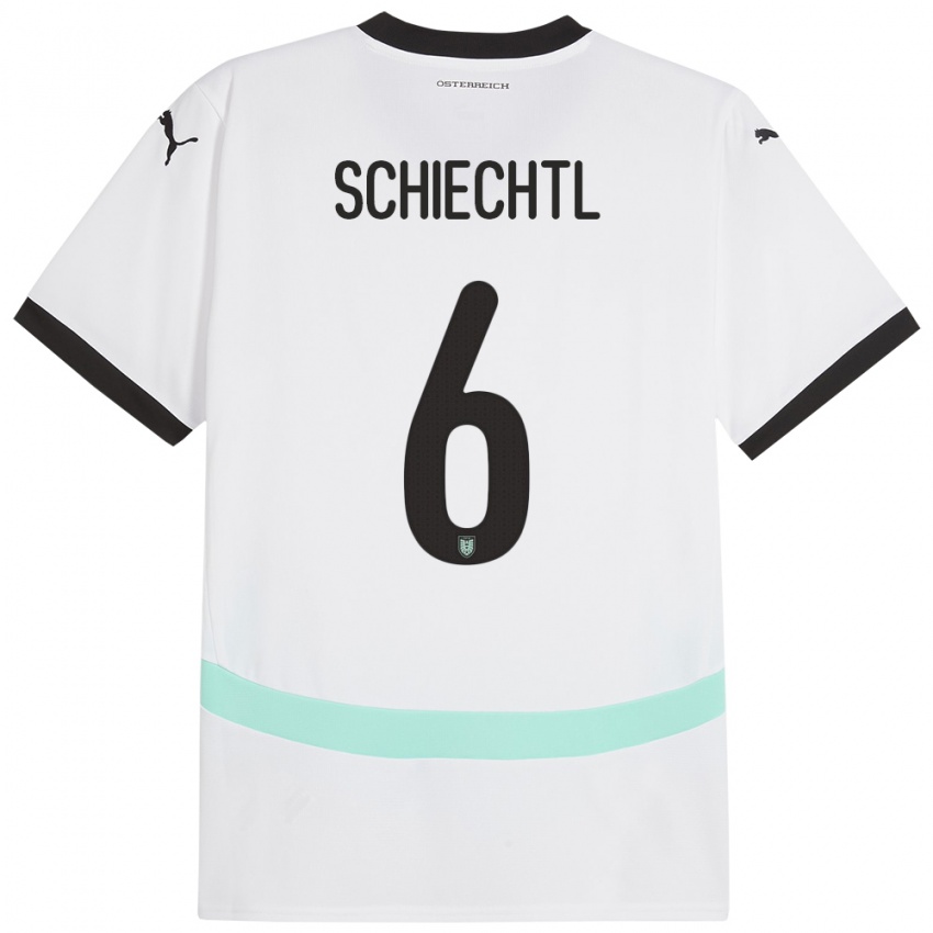 Niño Camiseta Austria Katharina Schiechtl #6 Blanco 2ª Equipación 24-26 La Camisa México