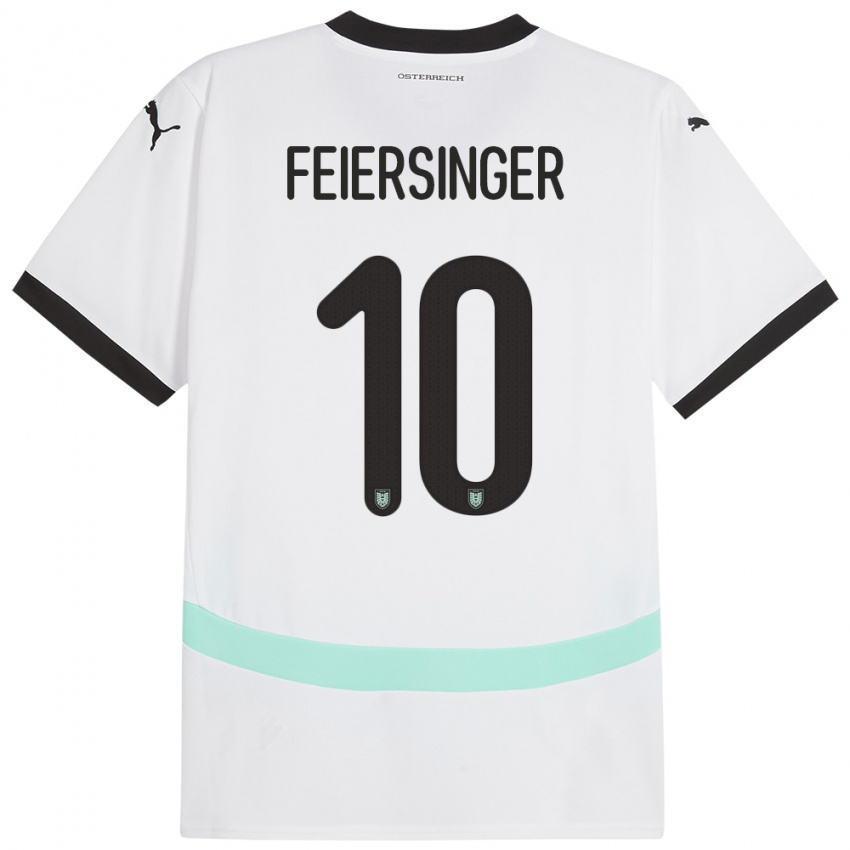 Niño Camiseta Austria Laura Feiersinger #10 Blanco 2ª Equipación 24-26 La Camisa México