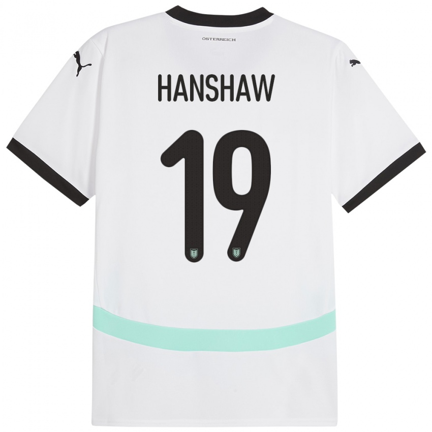 Niño Camiseta Austria Verena Hanshaw #19 Blanco 2ª Equipación 24-26 La Camisa México