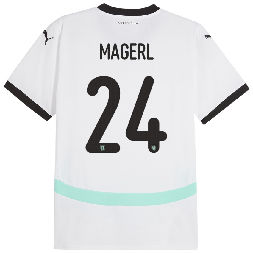 Niño Camiseta Austria Julia Magerl #24 Blanco 2ª Equipación 24-26 La Camisa México