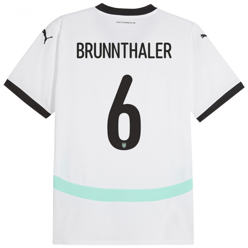 Niño Camiseta Austria Melanie Brunnthaler #6 Blanco 2ª Equipación 24-26 La Camisa México