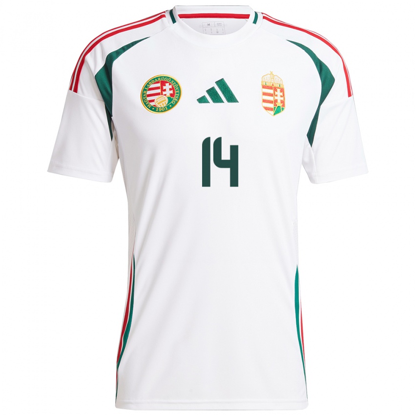 Niño Camiseta Hungría Artúr Horváth #14 Blanco 2ª Equipación 24-26 La Camisa México