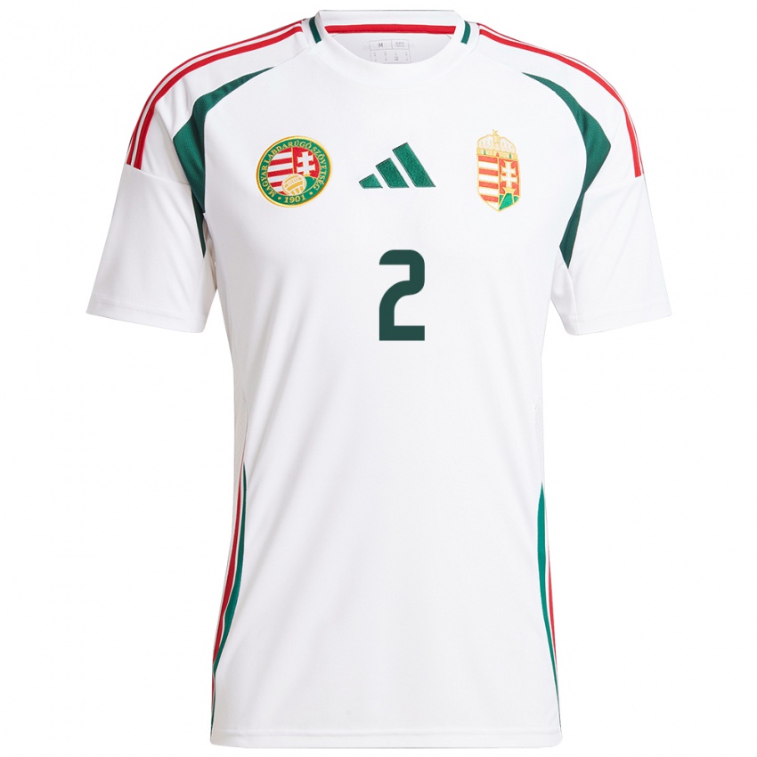 Niño Camiseta Hungría Beatrix Fördős #2 Blanco 2ª Equipación 24-26 La Camisa México