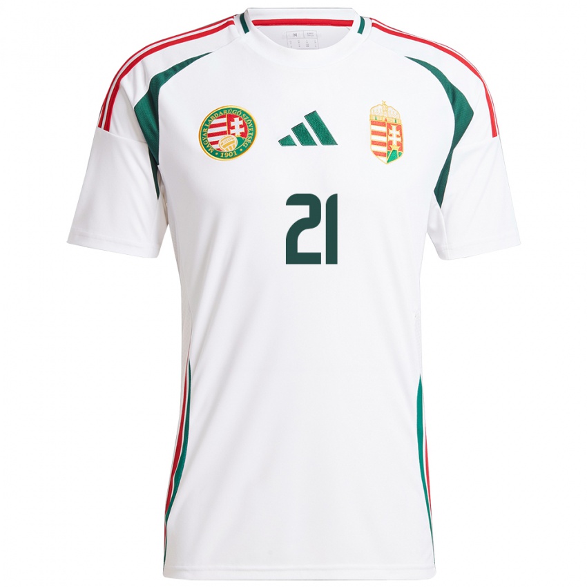 Niño Camiseta Hungría Bernadett Zágor #21 Blanco 2ª Equipación 24-26 La Camisa México