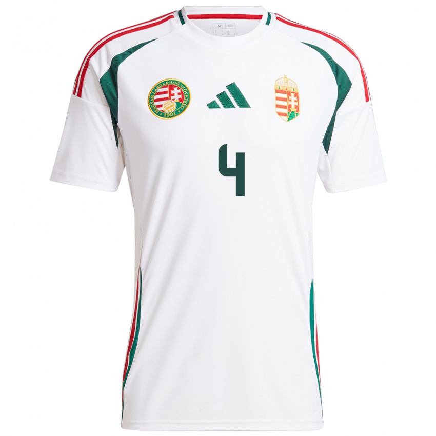 Niño Camiseta Hungría Bálint Kiss #4 Blanco 2ª Equipación 24-26 La Camisa México