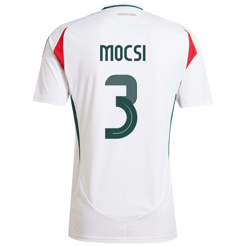 Niño Camiseta Hungría Attila Mocsi #3 Blanco 2ª Equipación 24-26 La Camisa México