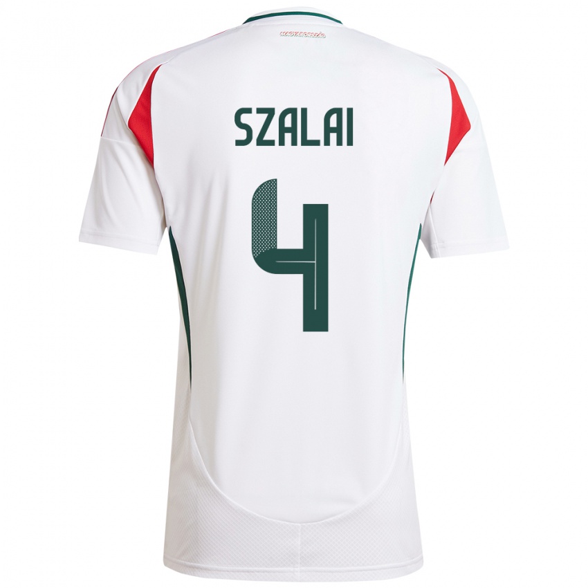 Niño Camiseta Hungría Attila Szalai #4 Blanco 2ª Equipación 24-26 La Camisa México