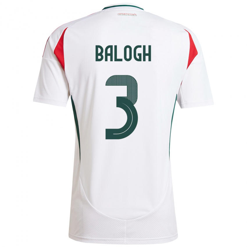 Niño Camiseta Hungría Botond Balogh #3 Blanco 2ª Equipación 24-26 La Camisa México