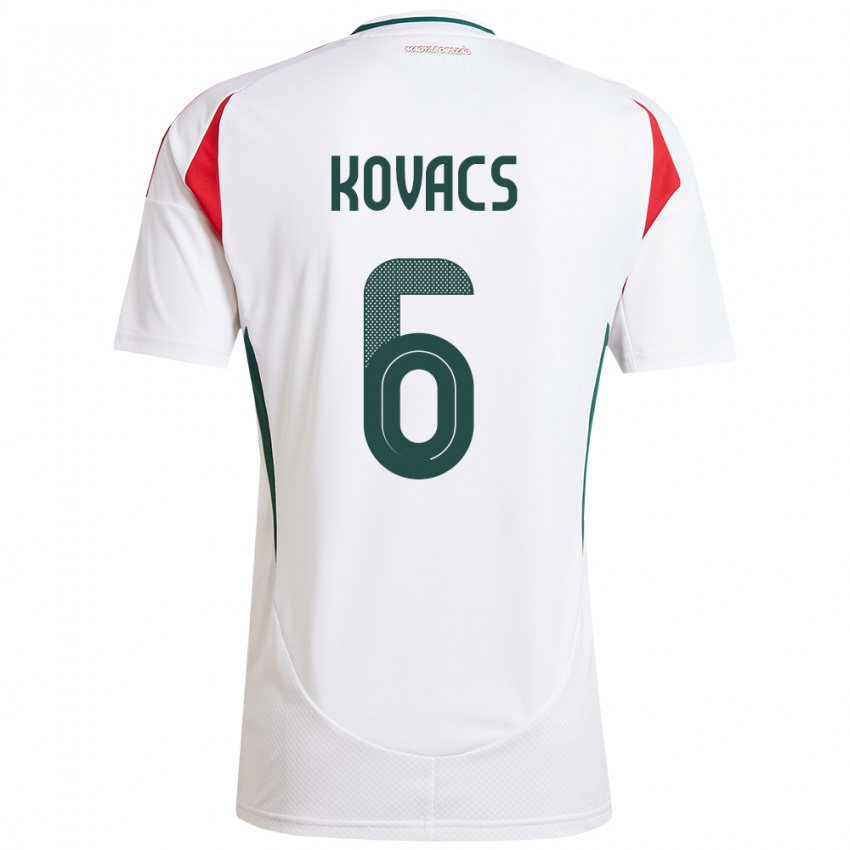 Niño Camiseta Hungría Noel Kovács #6 Blanco 2ª Equipación 24-26 La Camisa México