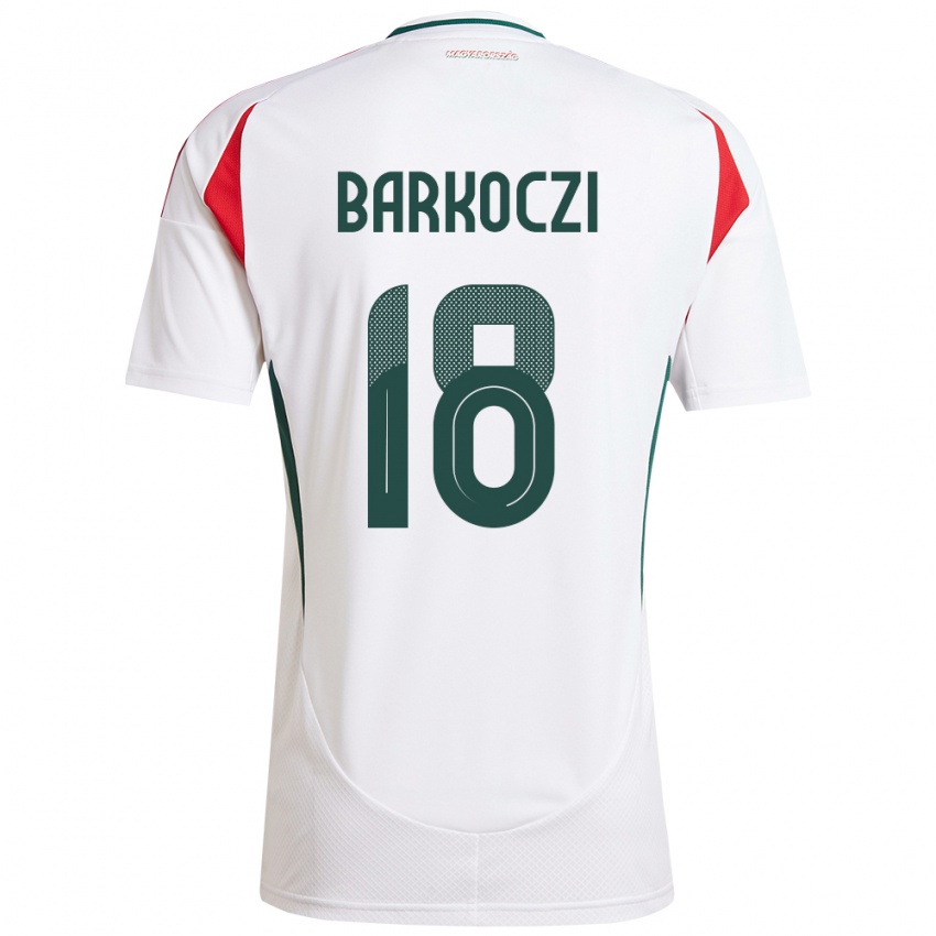 Niño Camiseta Hungría Barnabás Barkóczi #18 Blanco 2ª Equipación 24-26 La Camisa México