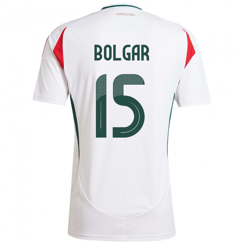 Niño Camiseta Hungría Botond Bolgár #15 Blanco 2ª Equipación 24-26 La Camisa México