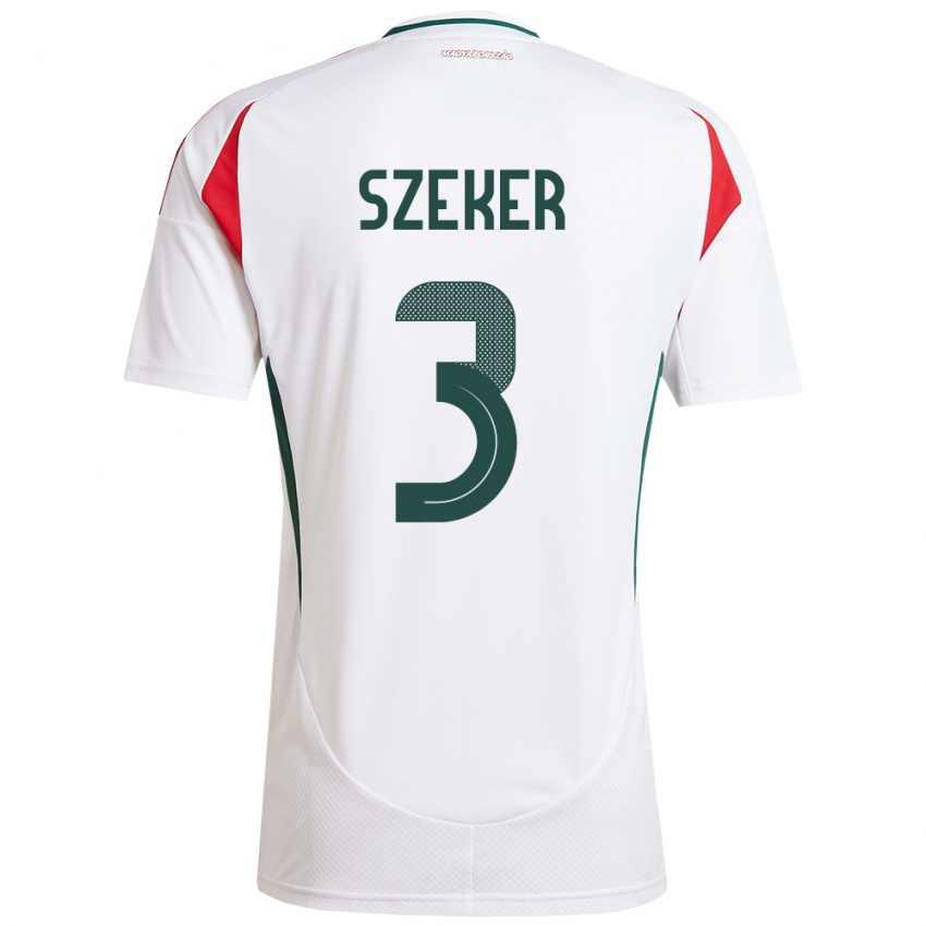 Niño Camiseta Hungría Botond Szekér #3 Blanco 2ª Equipación 24-26 La Camisa México