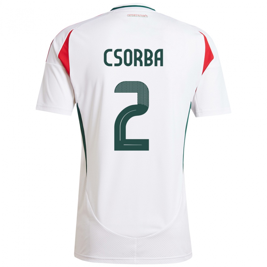 Niño Camiseta Hungría Dominik Csorba #2 Blanco 2ª Equipación 24-26 La Camisa México