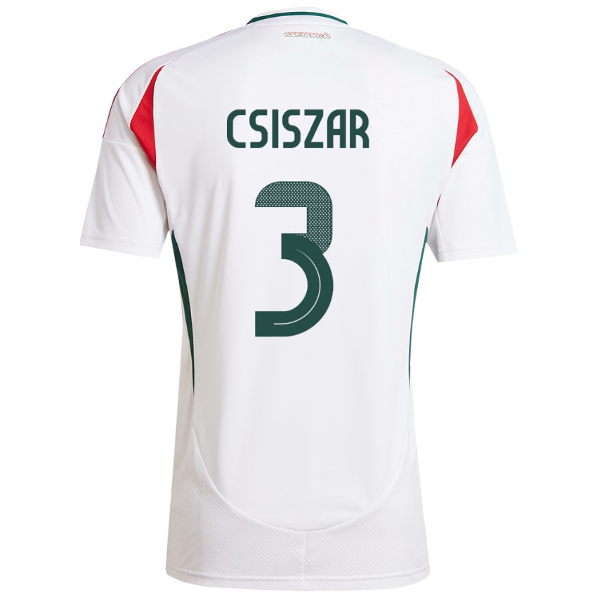 Niño Camiseta Hungría Henrietta Csiszar #3 Blanco 2ª Equipación 24-26 La Camisa México