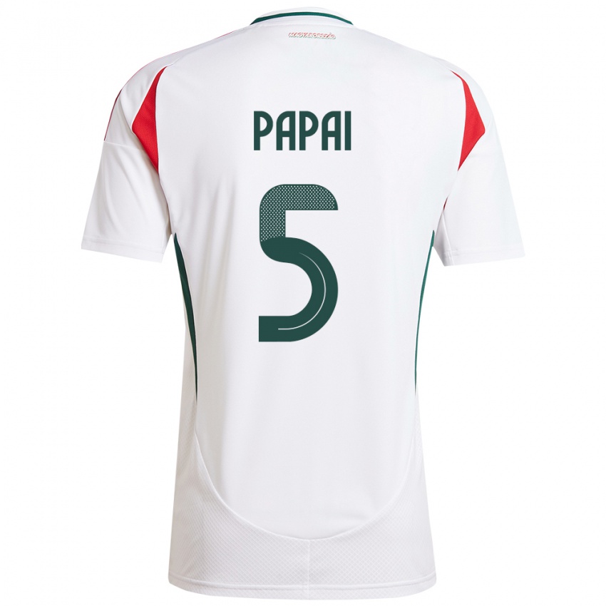 Niño Camiseta Hungría Emőke Pápai #5 Blanco 2ª Equipación 24-26 La Camisa México