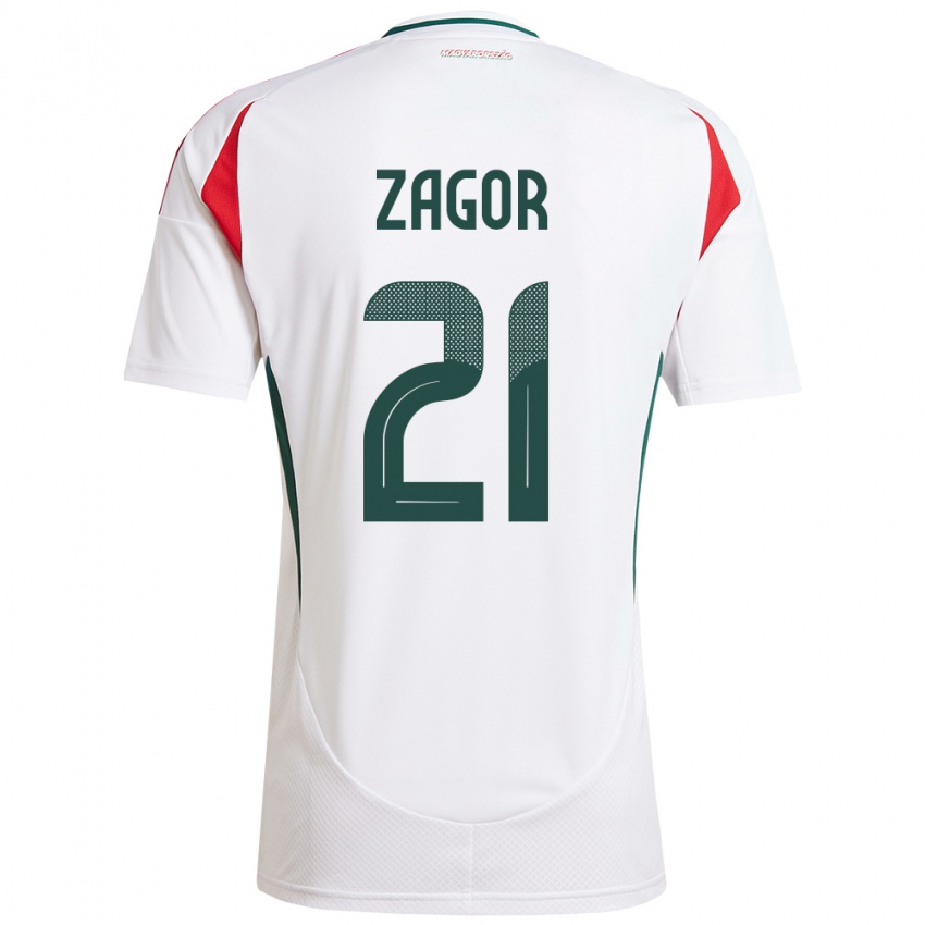 Niño Camiseta Hungría Bernadett Zágor #21 Blanco 2ª Equipación 24-26 La Camisa México