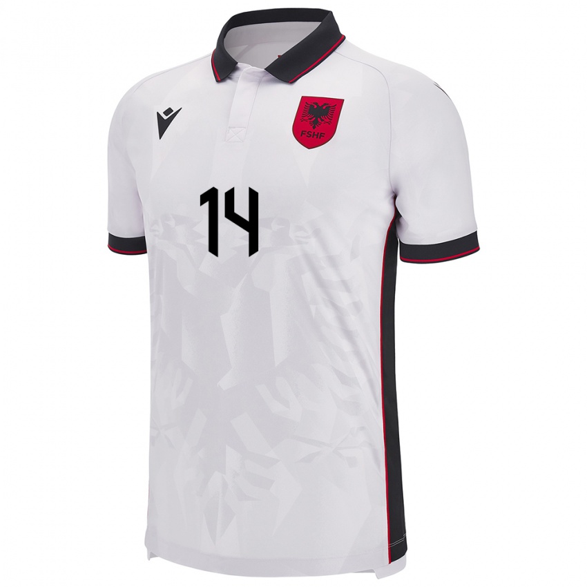 Niño Camiseta Albania Ezmiralda Franja #14 Blanco 2ª Equipación 24-26 La Camisa México