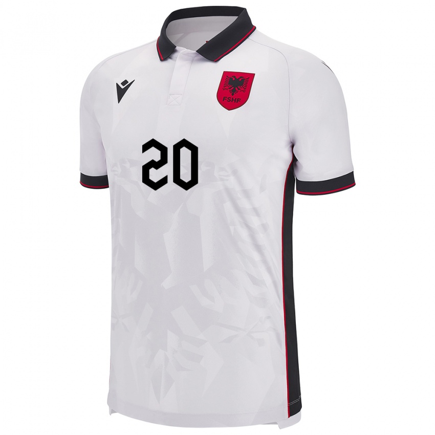 Niño Camiseta Albania Kledi Marinaj #20 Blanco 2ª Equipación 24-26 La Camisa México