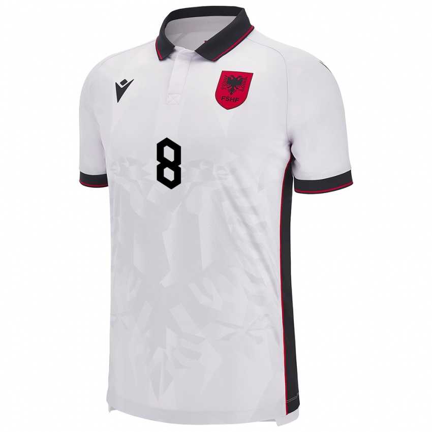 Niño Camiseta Albania Endrina Elezaj #8 Blanco 2ª Equipación 24-26 La Camisa México