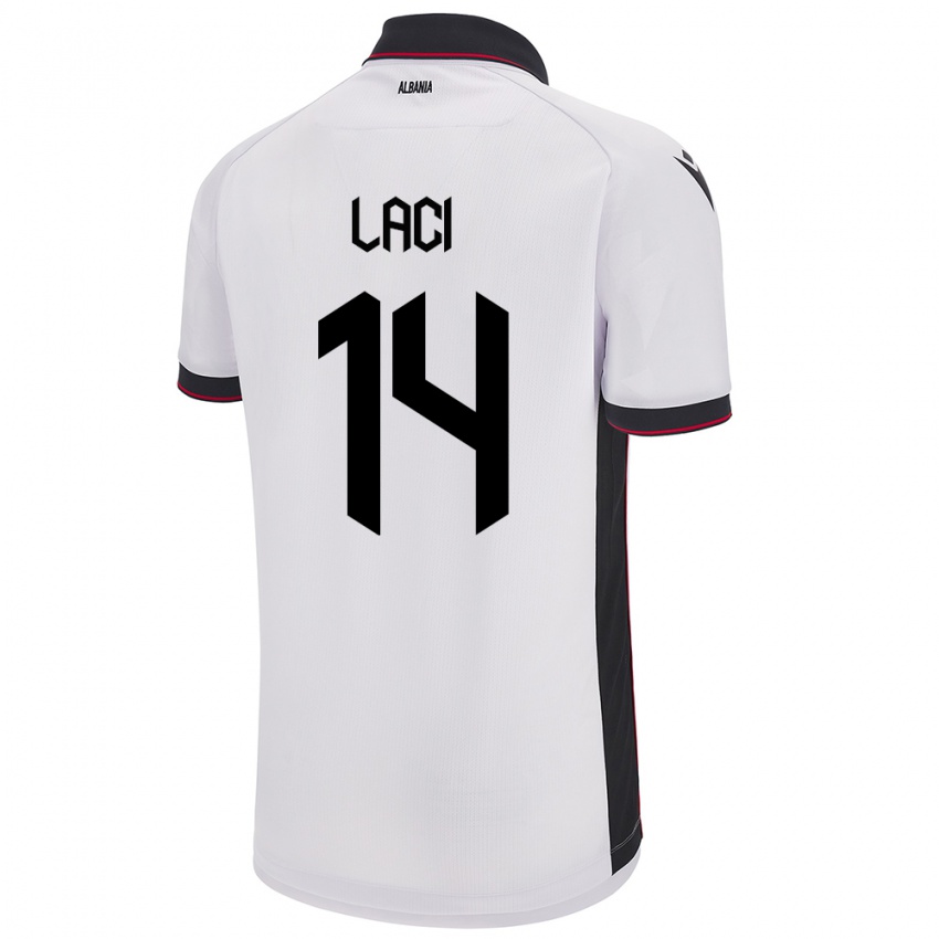 Niño Camiseta Albania Qazim Laci #14 Blanco 2ª Equipación 24-26 La Camisa México