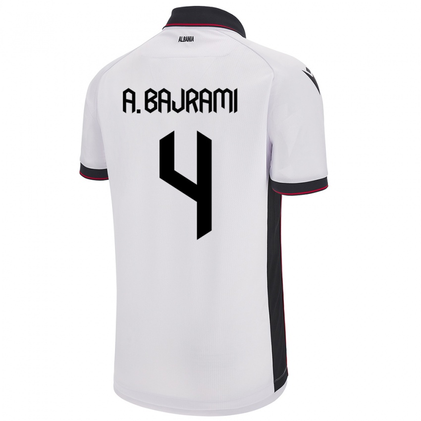 Niño Camiseta Albania Adrian Bajrami #4 Blanco 2ª Equipación 24-26 La Camisa México